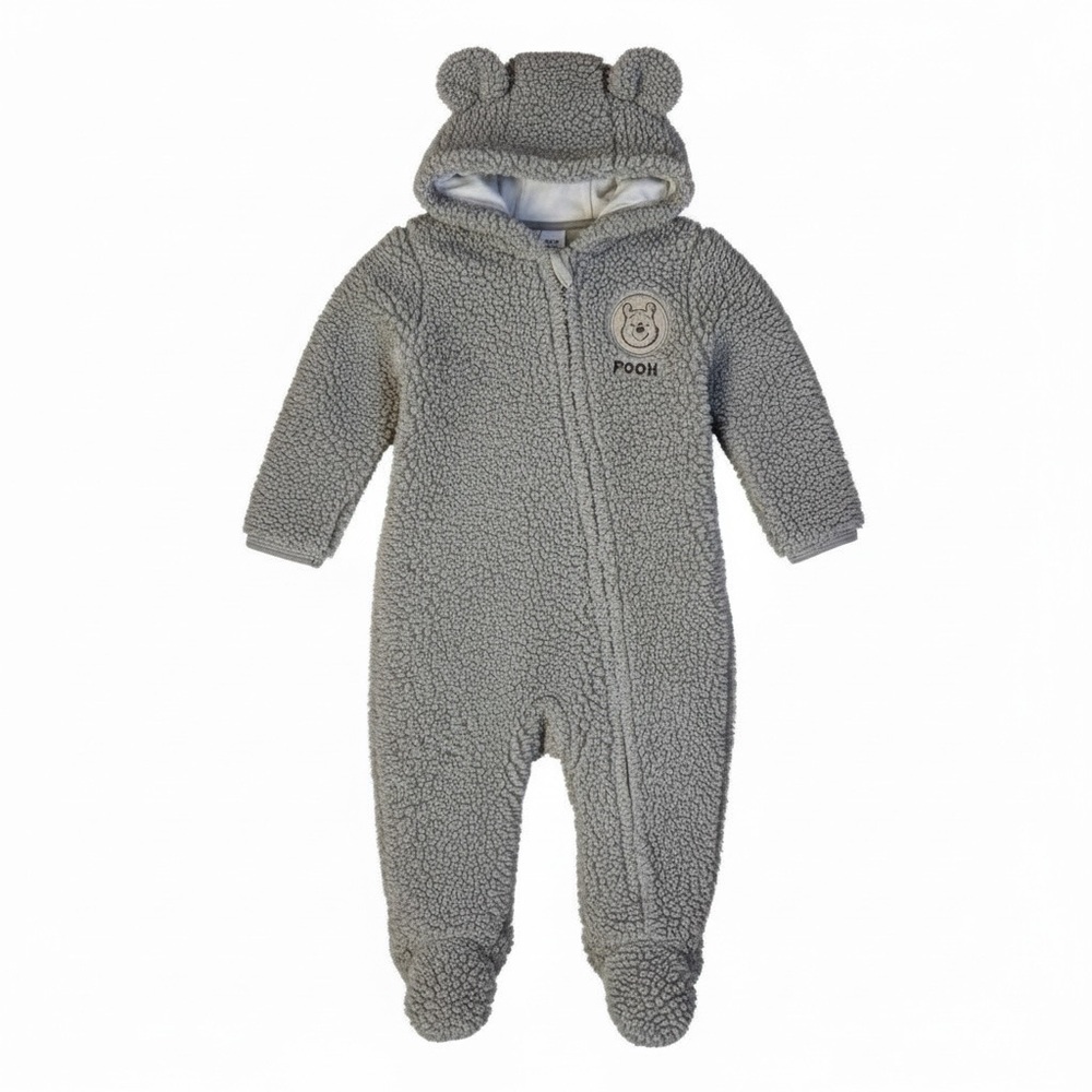 Disney Baby Winnie the‎ Pooh Tan Fleece Bunting with Bear Ears Hood 3-6 months